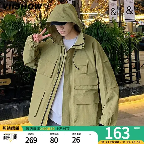 VIISHOW日系机能潮牌户外宽松连帽休闲男女多口袋冲锋夹克夹克图片