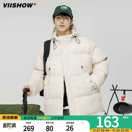 VIISHOW棉服冬季潮流宽松美式立领休闲连帽面包服男保暖防风棉袄商品大图