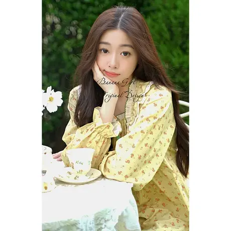 Bananagirl【抑菌】春秋新长袖睡衣甜美碎花宽松家居服可外穿女套商品大图