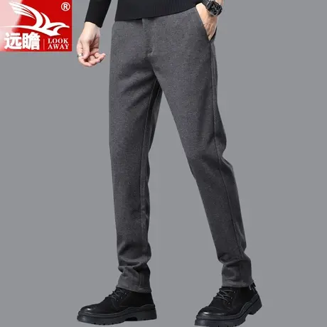 男裤子冬季新款男士休闲裤秋冬款潮流韩版修身小脚弹力磨毛厚长裤商品大图
