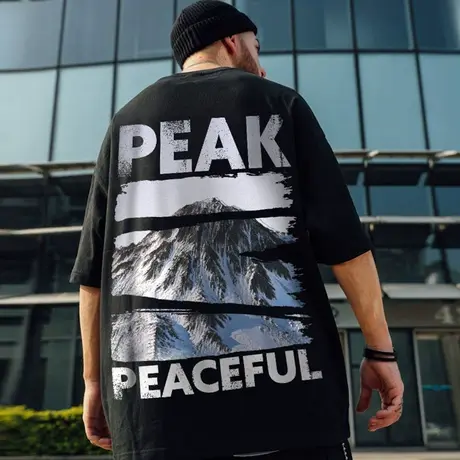 港风oversize短袖T恤男潮宽松大码男装国潮加肥加大潮牌夏装半袖商品大图