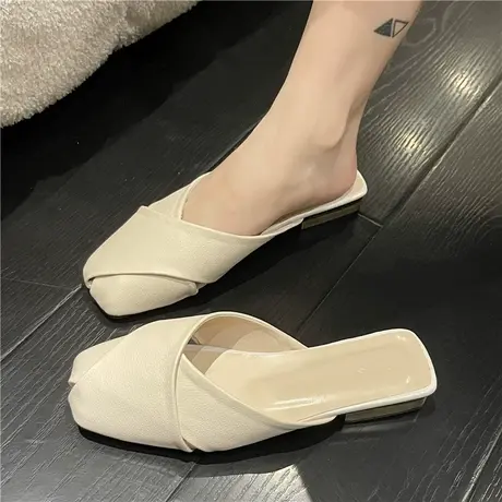 小众包头半拖鞋女夏外穿ins潮2024年新款时尚平底懒人半托沙滩鞋商品大图