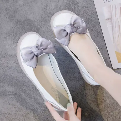 减龄单鞋女2025新款宽松孕妇鞋脚浮肿可爱豆豆鞋一脚蹬宽胖脚女鞋图片