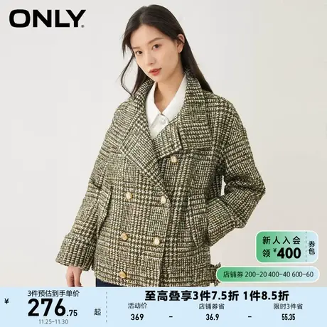 【上新】ONLY奥莱夏季气质宽松百搭显瘦通勤格子风衣外套女商品大图