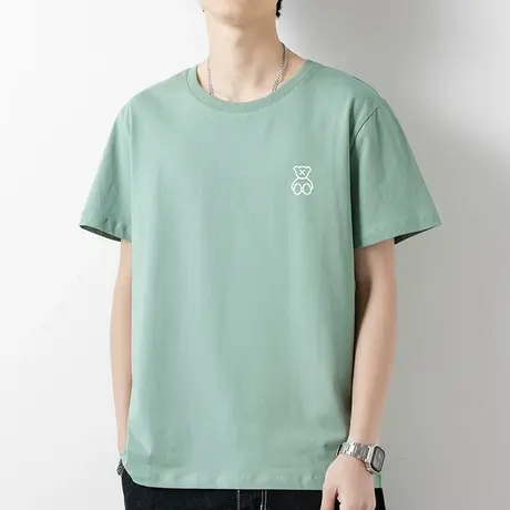 小熊t恤男短袖纯棉宽松夏装上衣服潮流ins圆领体恤衫印花全棉半袖商品大图