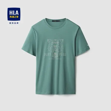 【奥莱清仓】HLA/海澜之家老虎图案短袖T恤清爽舒柔棉纯棉圆领短T图片