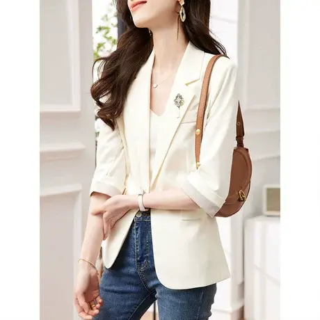 时尚休闲显瘦西装外套2023年夏季新款淑女温柔百搭通勤上班族上衣商品大图