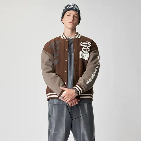 Aape旗舰店男装秋冬字母刺绣抽绳束脚宽松薄绒休闲长裤6933XXJ商品大图