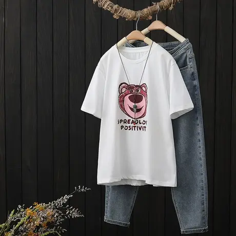 小众设计感短袖t恤女纯棉夏季2023年新款宽松印花减龄上衣体恤衫商品大图