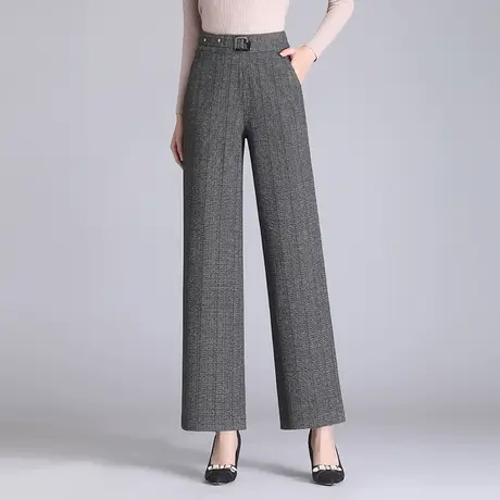 阔腿裤女秋冬2023新款高腰坠感加绒长裤通勤显瘦直筒休闲职业裤子商品大图