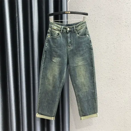 2023秋季新款高腰哈伦牛仔裤女欧货复古宽松休闲百搭老爹裤显瘦潮商品大图