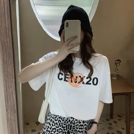 ins超火短袖t恤女夏2023年新款原宿风宽松韩版百搭半袖体恤上衣服商品大图