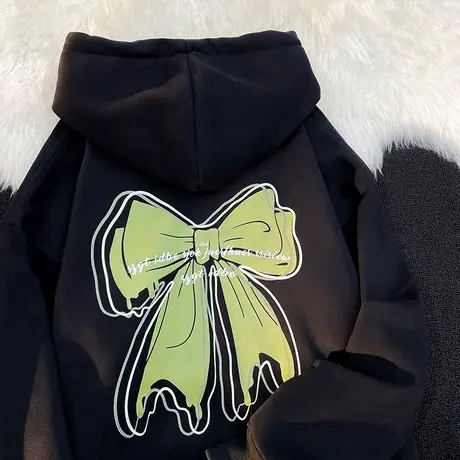 美式复古设计感连帽卫衣女ins潮牌秋冬加绒加厚高街宽松大码外套商品大图