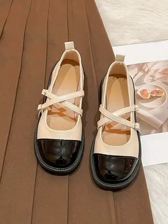 法式复古平底玛丽珍小皮鞋女2023年新款厚底小香风晚晚温柔单鞋子商品大图