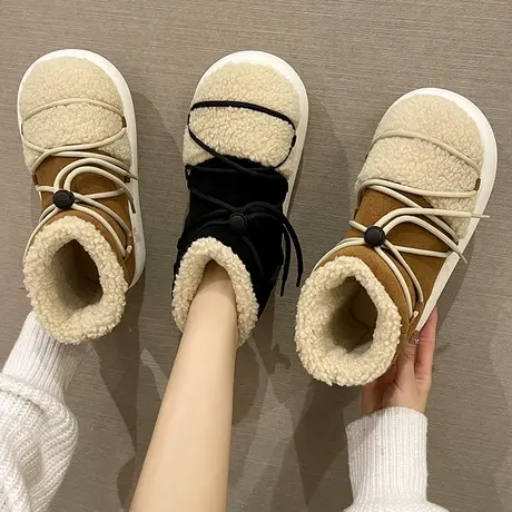 加绒加厚保暖棉拖鞋女冬季时尚外穿防滑厚底室内居家包跟高帮棉鞋商品大图