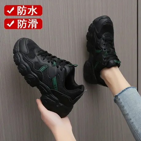 黑色运动鞋女2023春季新款老北京布鞋久站不累脚餐饮工作鞋超轻便图片