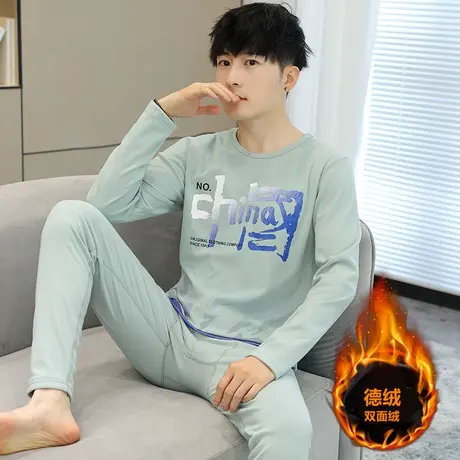 2023秋冬新款男士德绒保暖内衣套装青少年初中学生秋衣秋裤打底衫商品大图