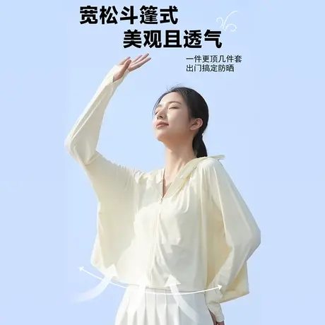 冰丝防晒衣女夏季防紫外线UPF50+黑胶帽檐防晒服薄款透气罩衫外套商品大图