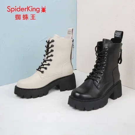 SPIDER KING/蜘蛛王马丁靴女真皮2023秋商场新款中筒单里英伦厚底图片