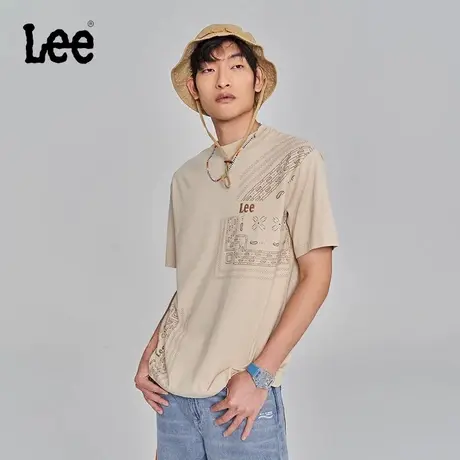 Lee商场同款23春夏新品舒适版腰果花印花男短袖T恤潮LMT0045484DR图片