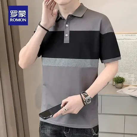罗蒙男士短袖Polo衫夏季薄款轻商务带翻领休闲男装冰天丝上衣T恤商品大图