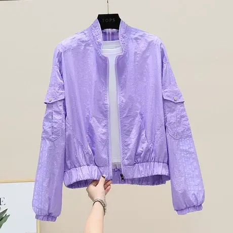 白色防晒衣女长袖2023新款夏季韩版宽松百搭轻薄骑车防晒服短外套商品大图