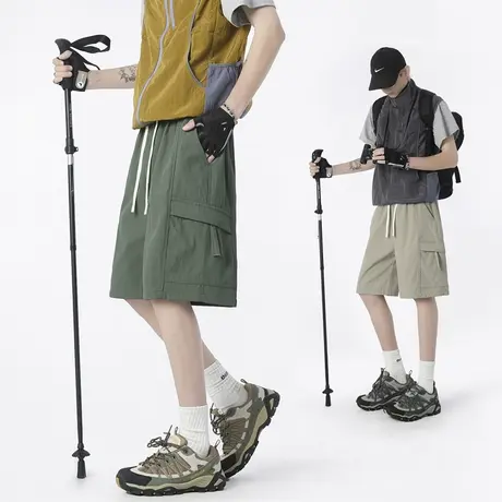 短裤男夏季2025新款宽松外穿速干篮球运动裤潮牌休闲美式工装裤子图片