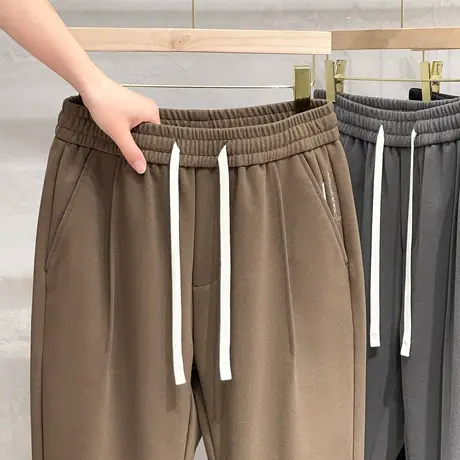 秋冬季毛呢裤男休闲裤宽松直筒西装裤加厚款男裤子垂坠感西裤长裤图片