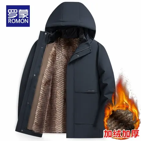 罗蒙2025冬季新款加厚棉衣爸爸装中老年棉服加绒保暖连帽棉袄外套图片