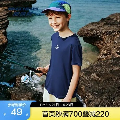 Skechers斯凯奇童装儿童短袖T恤衫男女童夏季中大童休闲上衣速干图片