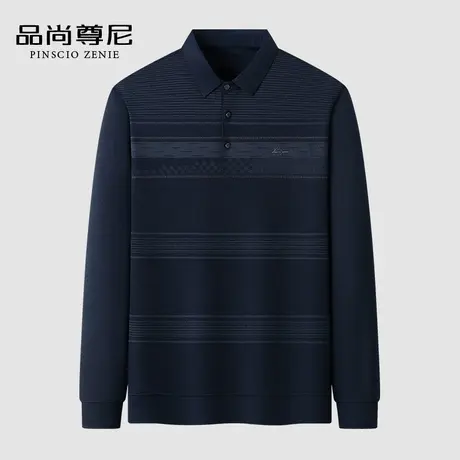 【亲肤透气】老人衣服男爷爷秋装经典条纹长袖T恤60-70岁爸爸上衣商品大图