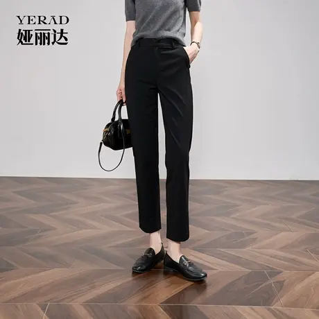 娅丽达棕色显瘦直筒裤女春秋西裤2025新款女裤休闲裤子黑色西装裤图片