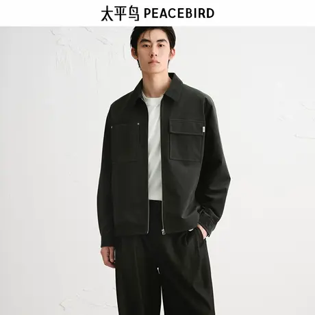 太平鸟男装翻领通勤行政夹克25秋时尚休闲外套宽松商务茄克图片