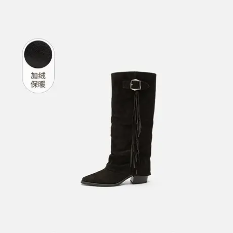 奥莱专供Nine West/玖熙2025年加绒时装靴女流苏长靴高跟堆堆靴女图片