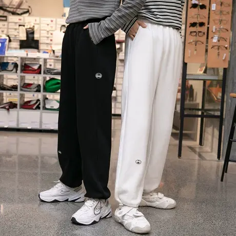 尔给休闲运动裤小个子冬季裤子女潮流显瘦束脚加绒加厚卫裤外穿商品大图