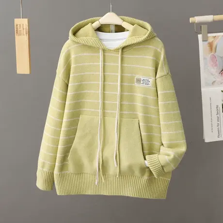 连帽针织衫女带帽卫衣2023年新款秋冬季爆款针织衫宽松毛衣外套潮图片