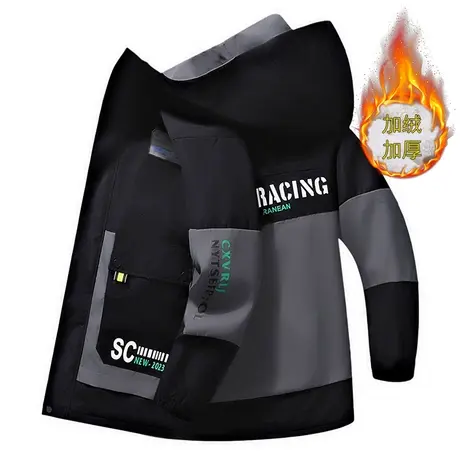 秋冬加绒加厚新款夹克男男士保暖青少年学生外套潮流上衣服休闲商品大图