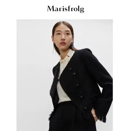 【新品首发】玛丝菲尔女装秋季新款黑色小香风短外套ACBW30048图片