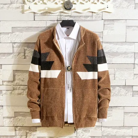 春秋装毛衣男开衫上衣立领针织衫外穿秋衣薄款线衫秋季线衫潮男装商品大图