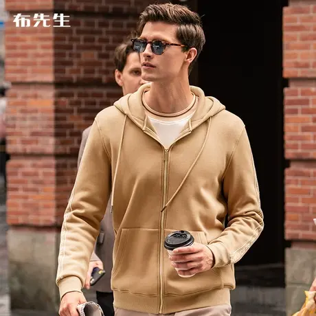 MrBu布先生微廓形拉链帽衫卫衣男 秋冬时尚休闲开衫BT11330断码商品大图