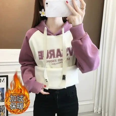 美式复古印花oversize连帽套头卫衣女春秋款2023新款宽松外套上衣商品大图