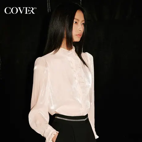 COVER秋季不对称褶皱荷叶边衬衫商品大图