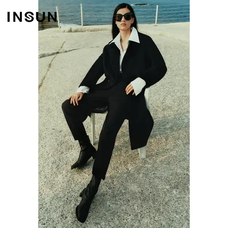 INSUN恩裳冬季澳毛混纺抗皱修身小脚裤图片