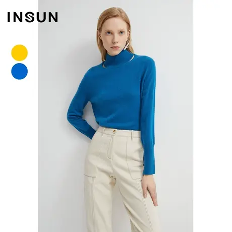 INSUN恩裳冬季直筒长袖高领羊毛毛针织衫商品大图