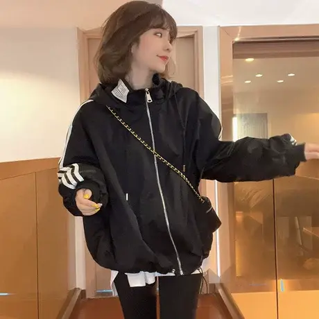 棒球服外套女早春新款2023年时尚休闲高级感上衣春秋宽松拉链外套商品大图