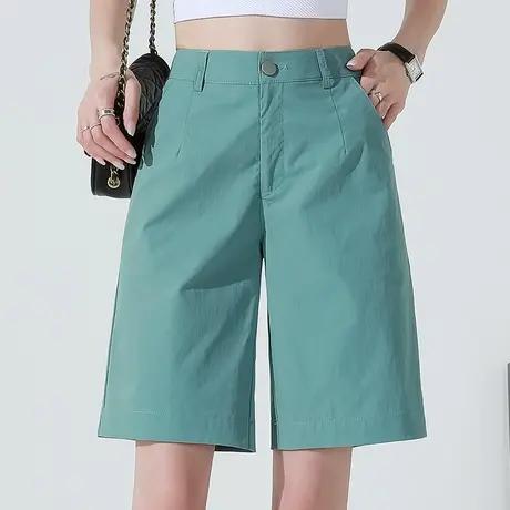 大码西装短裤女夏薄款2024新款高腰a字阔腿中裤5分裤五分裤女夏季商品大图