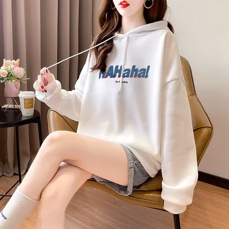 印花连帽卫衣女小众春秋2023年新款韩版潮ins上衣oversize外套潮图片