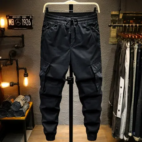 夏季款香港潮牌余文乐宽松工装裤男韩版休闲裤小脚裤子男束脚百搭商品大图