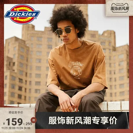 Dickies 春夏 工装 美式风尚线条印花宽松短袖T恤男女内搭图片