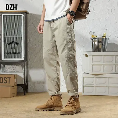 男士卡其色裤子男春夏宽松直筒裤工装裤2024新款纯棉大码男裤长裤商品大图